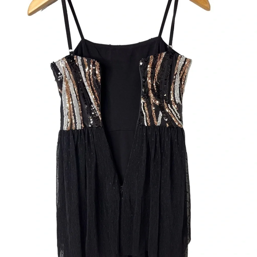 Dress The Population Kady Sequin Tiered Dress Black Size Small Wedding Guest - Picture 9 of 11